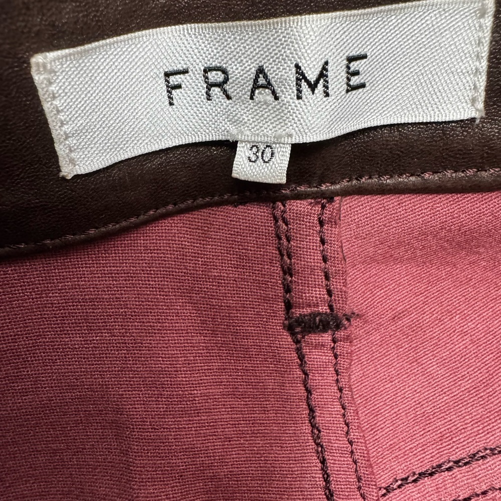 FRAME LE SYLVIE SLENDER STRAIGHT LEATHER PANTS. SIZE 30. π€ - Picture 2 of 5